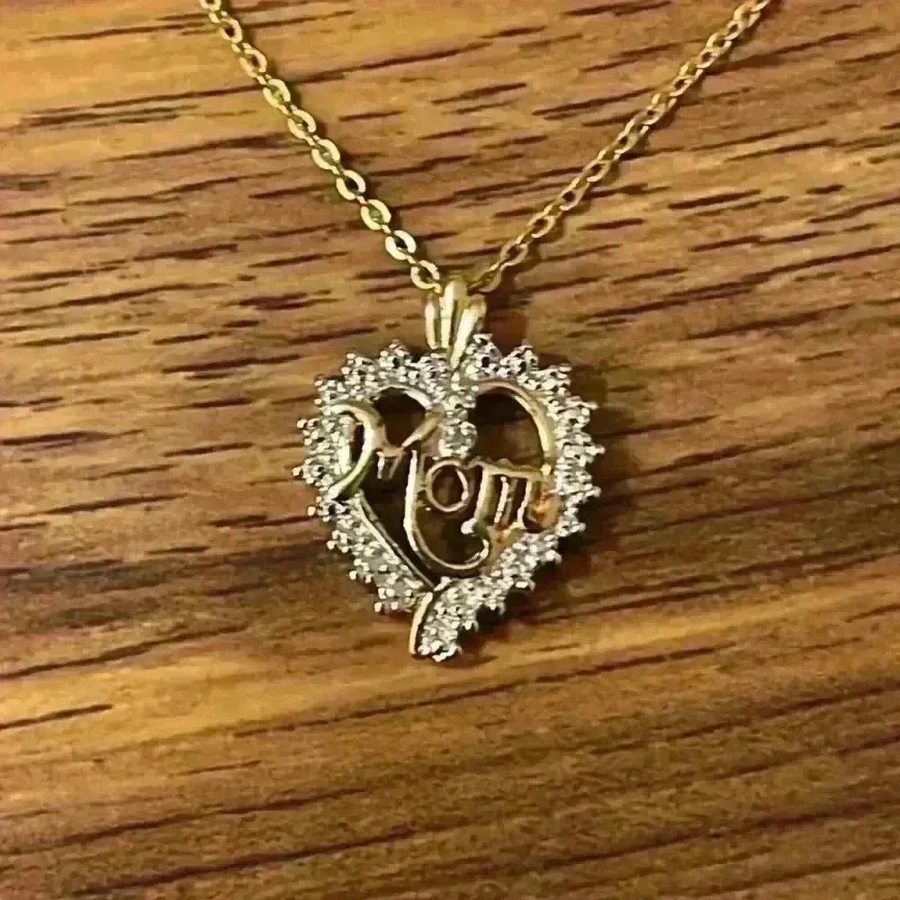 Gold Heart Mom Necklace